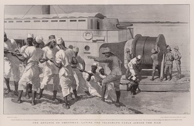 El avance sobre Omdurman, tendiendo el cable telegráfico a través del Nilo de William Small